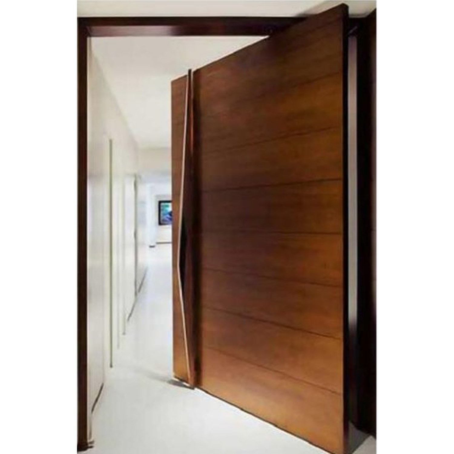 BUILD SOURCE™ Contemporary Walnut Horizontal Plank Pivot Door EA-0084 — 8" x 12" Sample