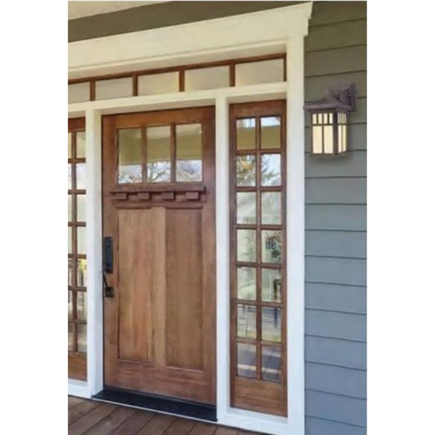 BUILD SOURCE™ Craftsman Warm Oak Front Door with Sidelites EA-0085 — 8" x 12" Sample
