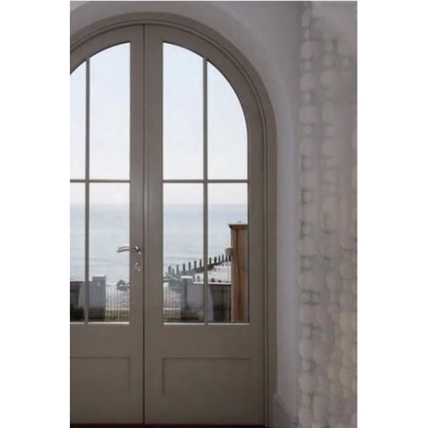 BUILD SOURCE™ Coastal Greige Arched Glass Double Door EA-0087 — 8" x 12" Sample
