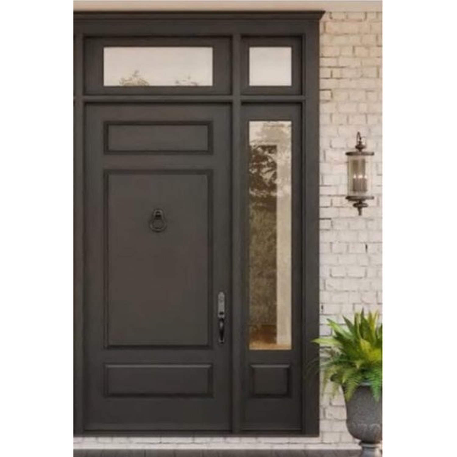 BUILD SOURCE™ Matte Black Panel Door with Transom Sidelite EA-0089 — 8" x 12" Sample