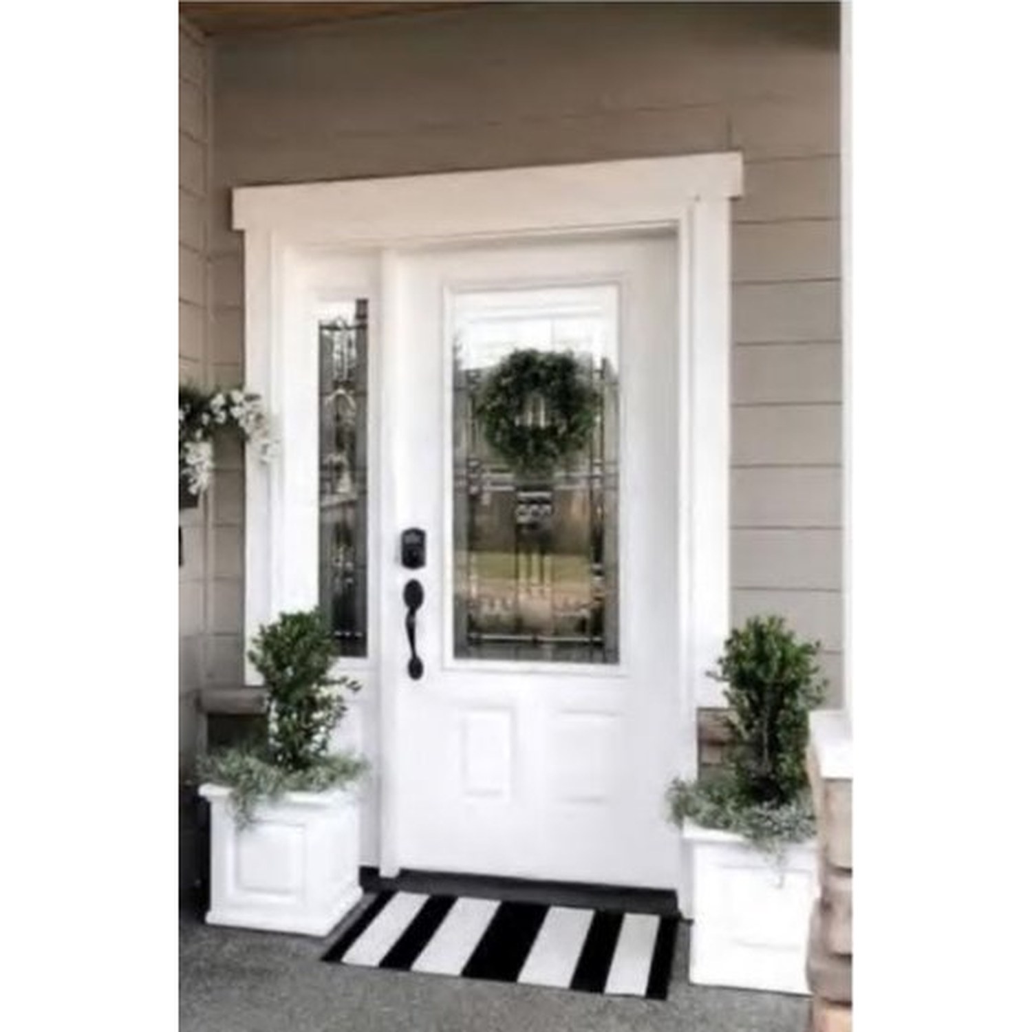 BUILD SOURCE™ Traditional White Decorative Glass Door with Sidelite EA-0092 — 8" x 12" Sample
