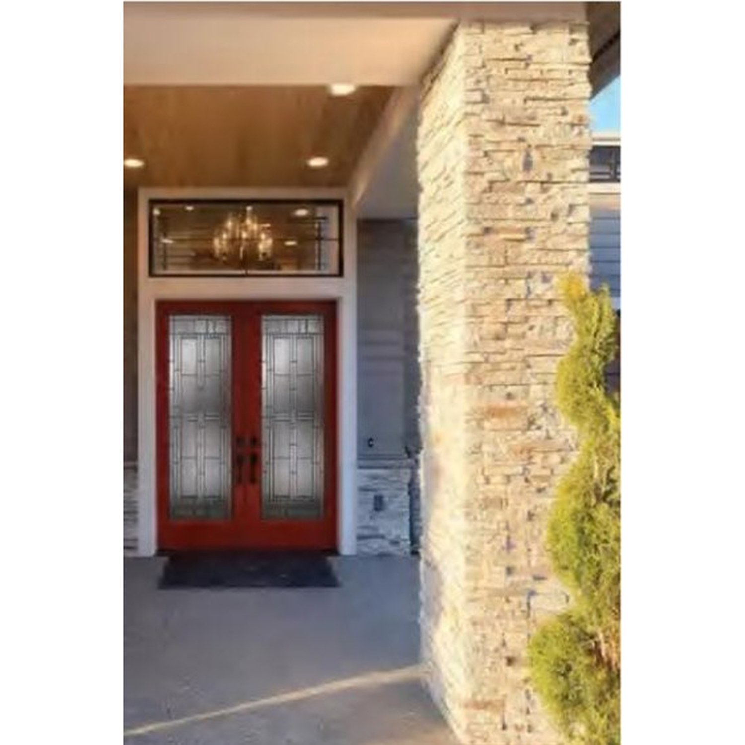 BUILD SOURCE™ Craftsman Red Leaded Glass Double Entry Door EA-0099 — 8" x 12" Sample