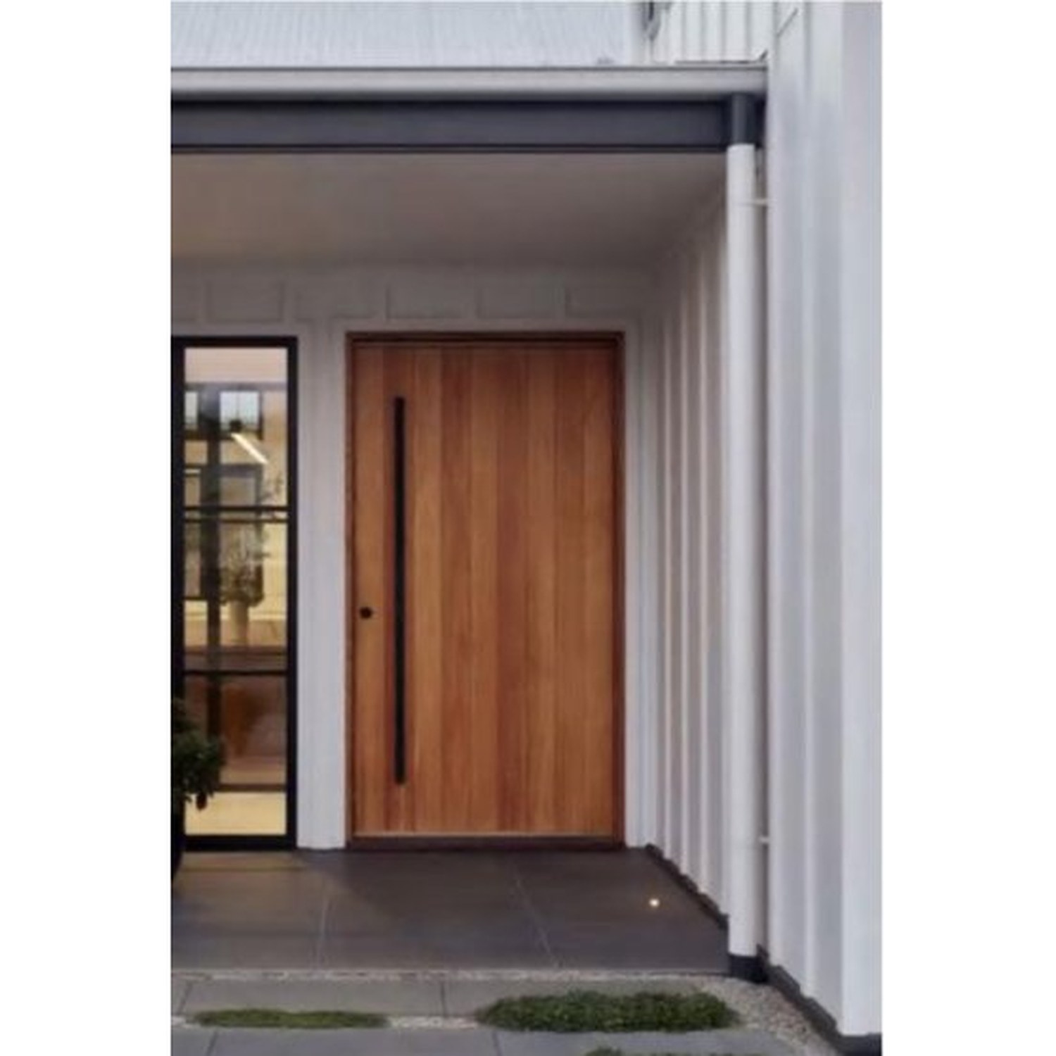BUILD SOURCE™ Contemporary Natural Teak Plank Entry Door EA-0103 — 8" x 12" Sample