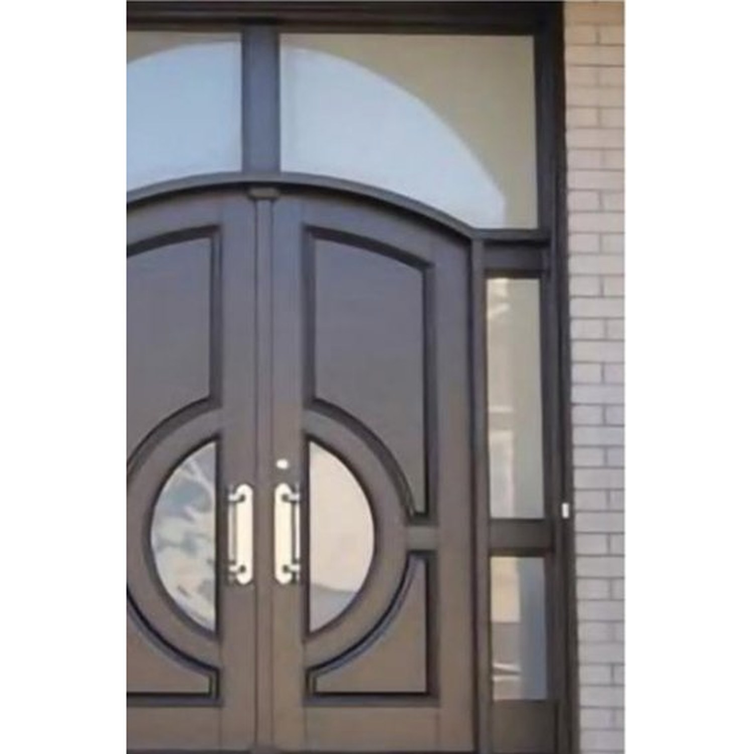 BUILD SOURCE™ Grand Dark Mahogany Arched Double Entry Door EA-0107 — 8" x 12" Sample