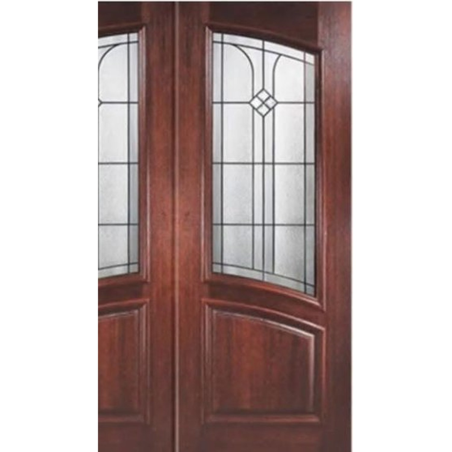 BUILD SOURCE™ Traditional Arched Mahogany Glass Double Doors EA-0111 — 8" x 12" Sample