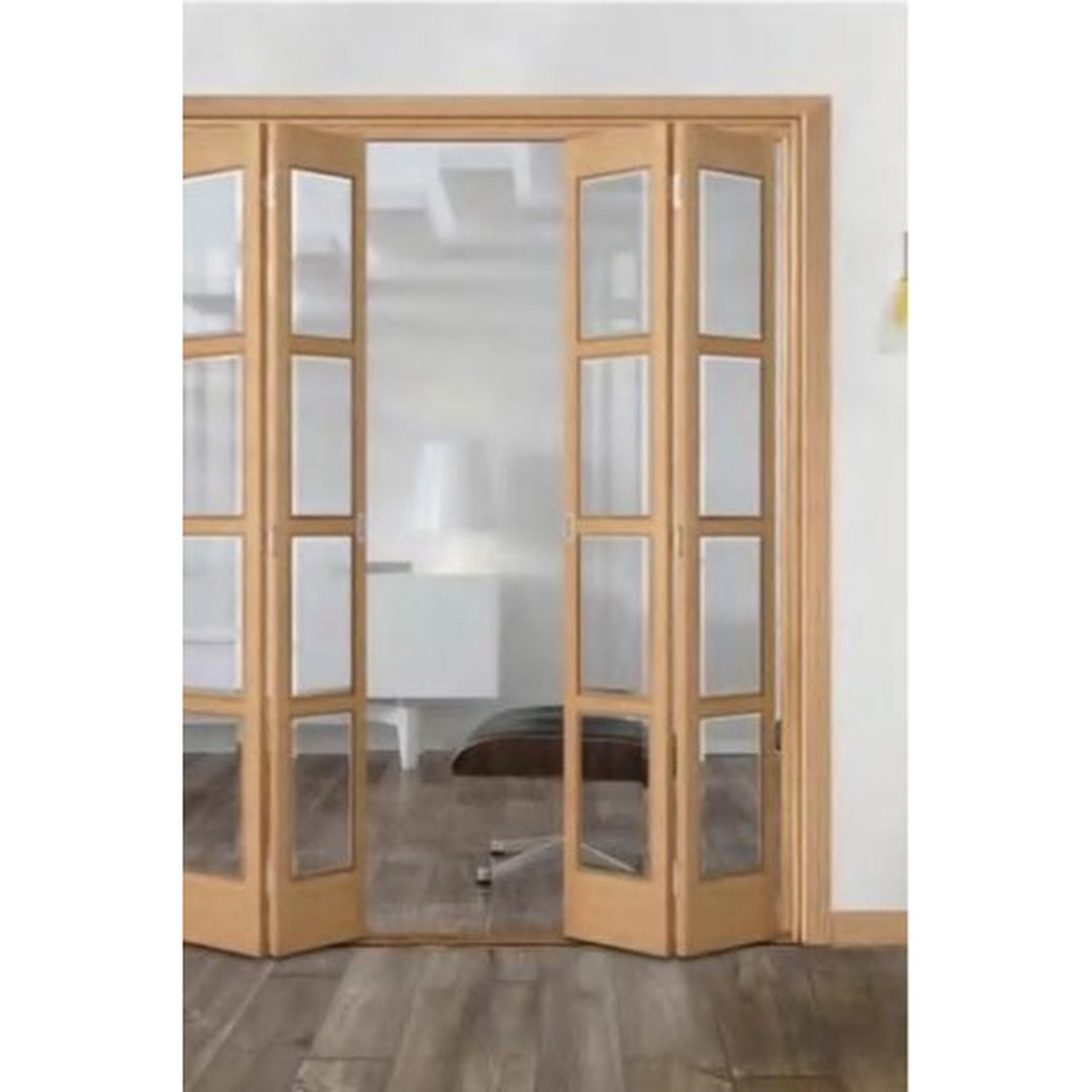 BUILD SOURCE™ Modern Light Oak Four Panel Folding Door FA-0003 — 8" x 12" Sample