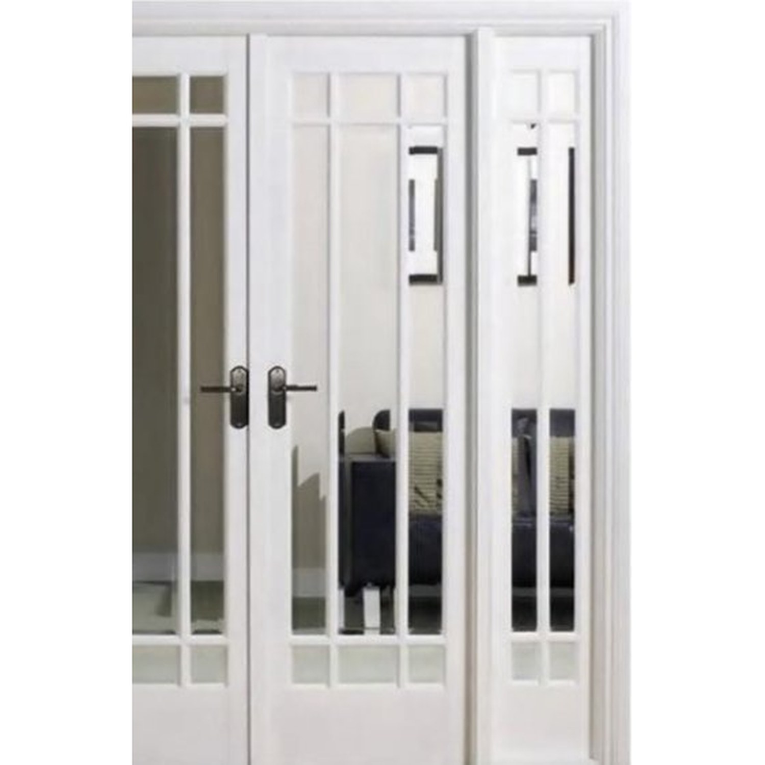 BUILD SOURCE™ Modern White Prairie Glass Folding French Door FA-0004 — 8" x 12" Sample