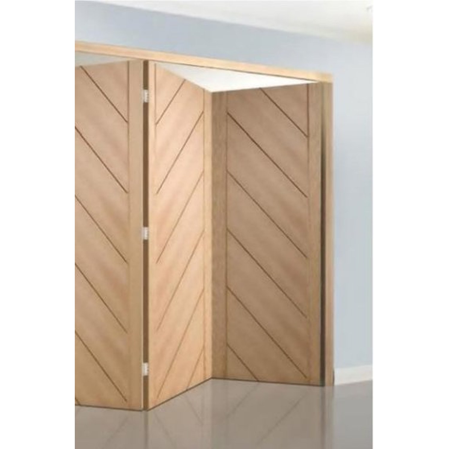 BUILD SOURCE™ Modern Light Oak Chevron Grooved Folding Door FA-0008 — 8" x 12" Sample