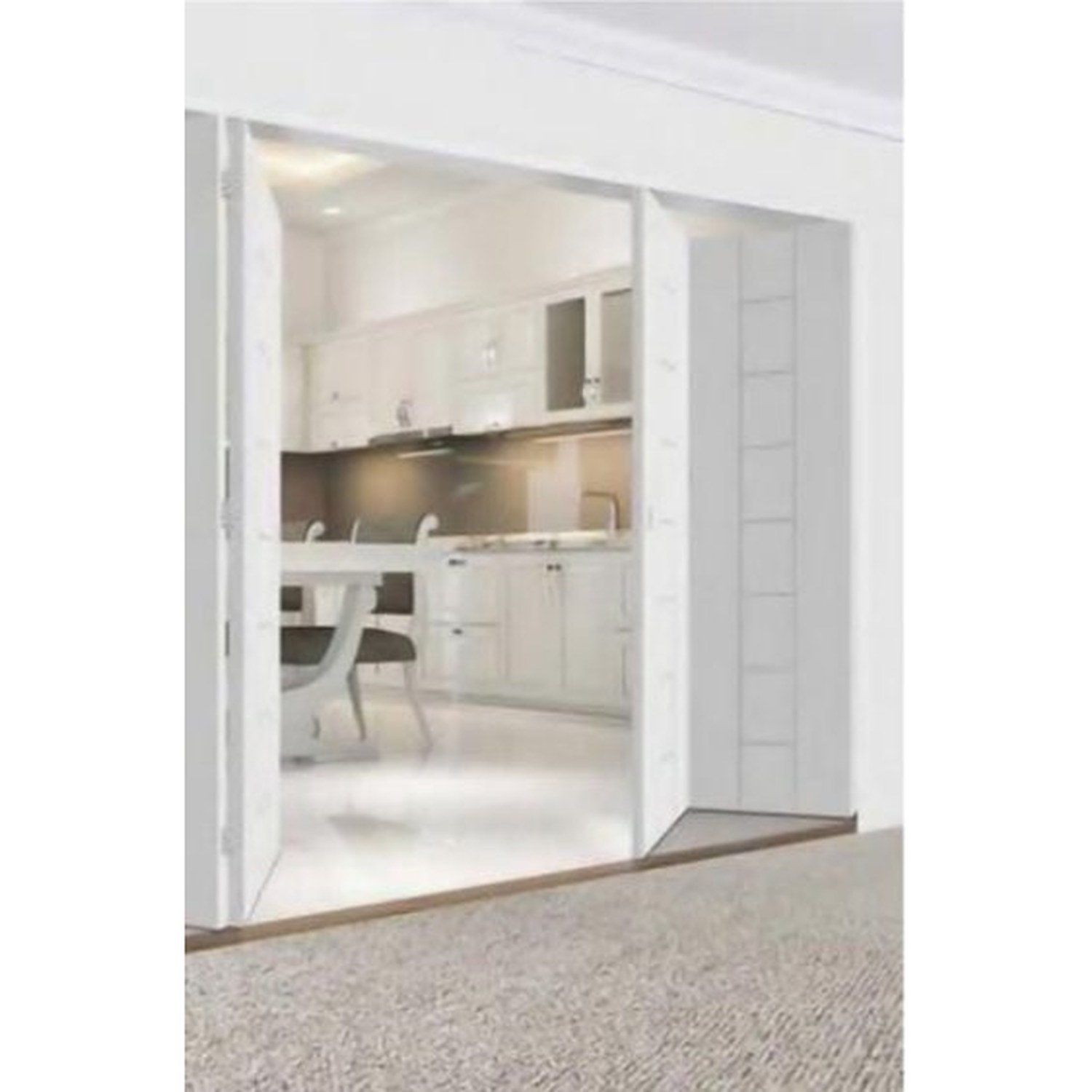BUILD SOURCE™ Modern White Horizontal Grooved Folding Door FA-0011 — 8" x 12" Sample