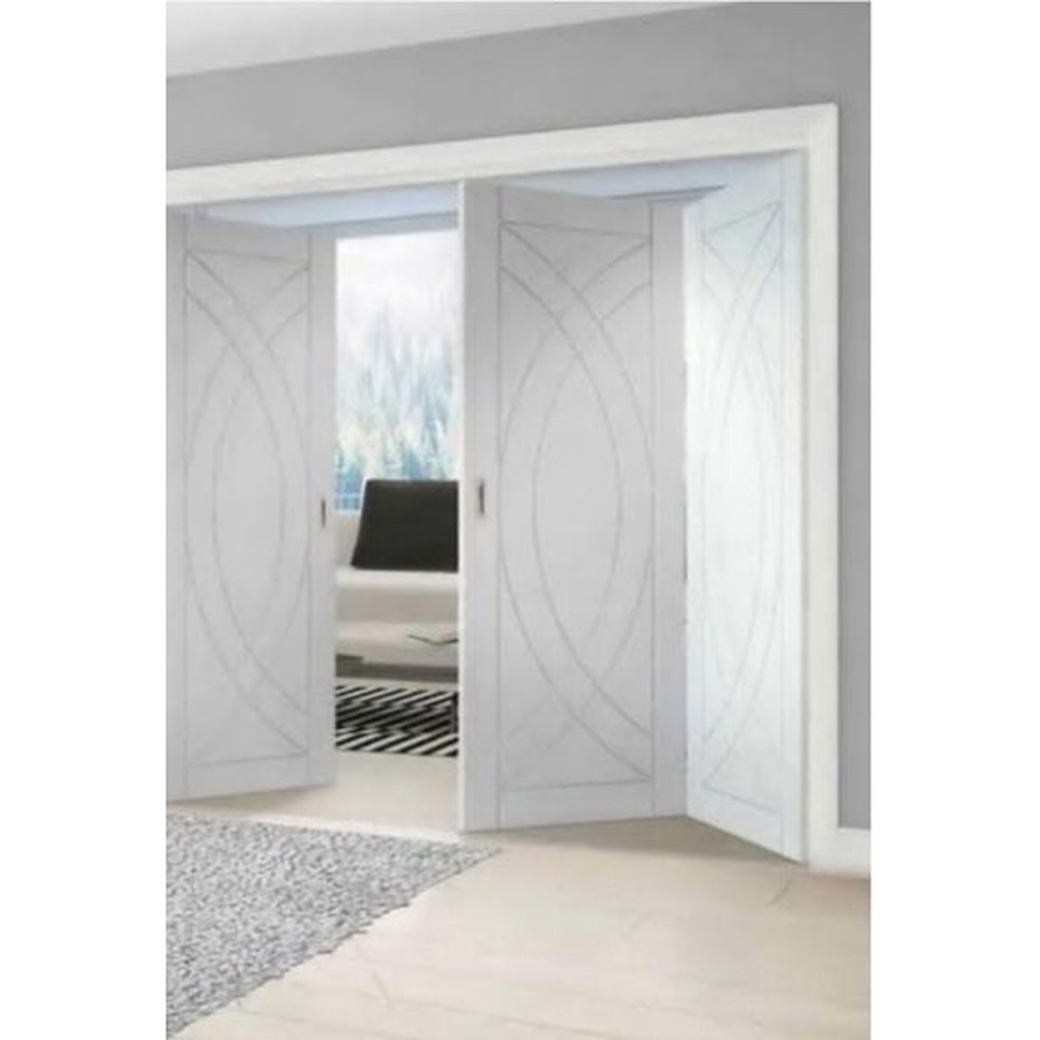 BUILD SOURCE™ Contemporary White Carved Geometric Folding Door FA-0013 — 8" x 12" Sample
