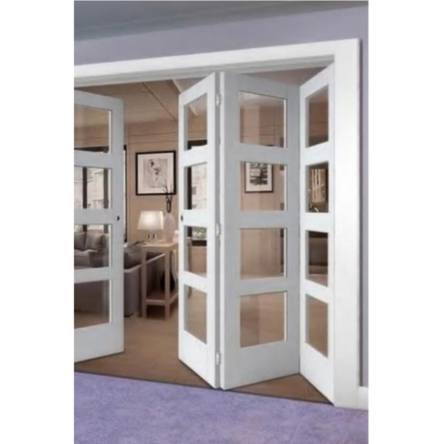 BUILD SOURCE™ Contemporary White 4-Lite Glass Folding Door FA-0015 — 8" x 12" Sample