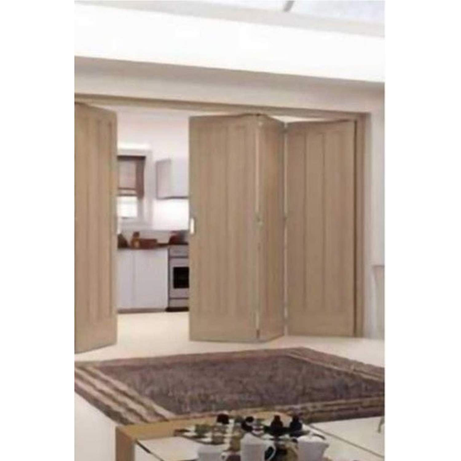 BUILD SOURCE™ Craftsman Light Oak Vertical Panel Folding Door FA-0022 — 8" x 12" Sample