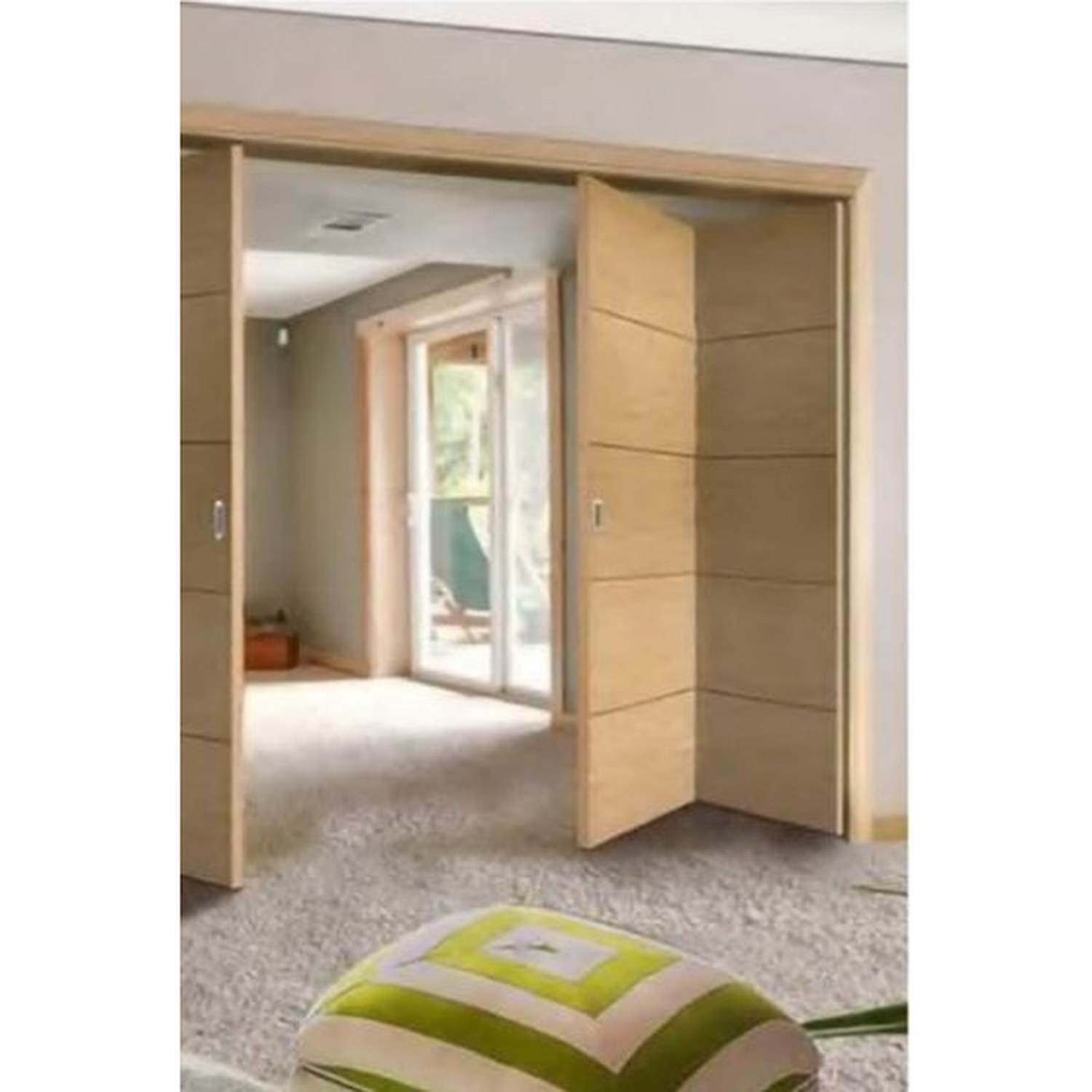 BUILD SOURCE™ Modern Natural Oak Horizontal Groove Folding Door FA-0023 — 8" x 12" Sample