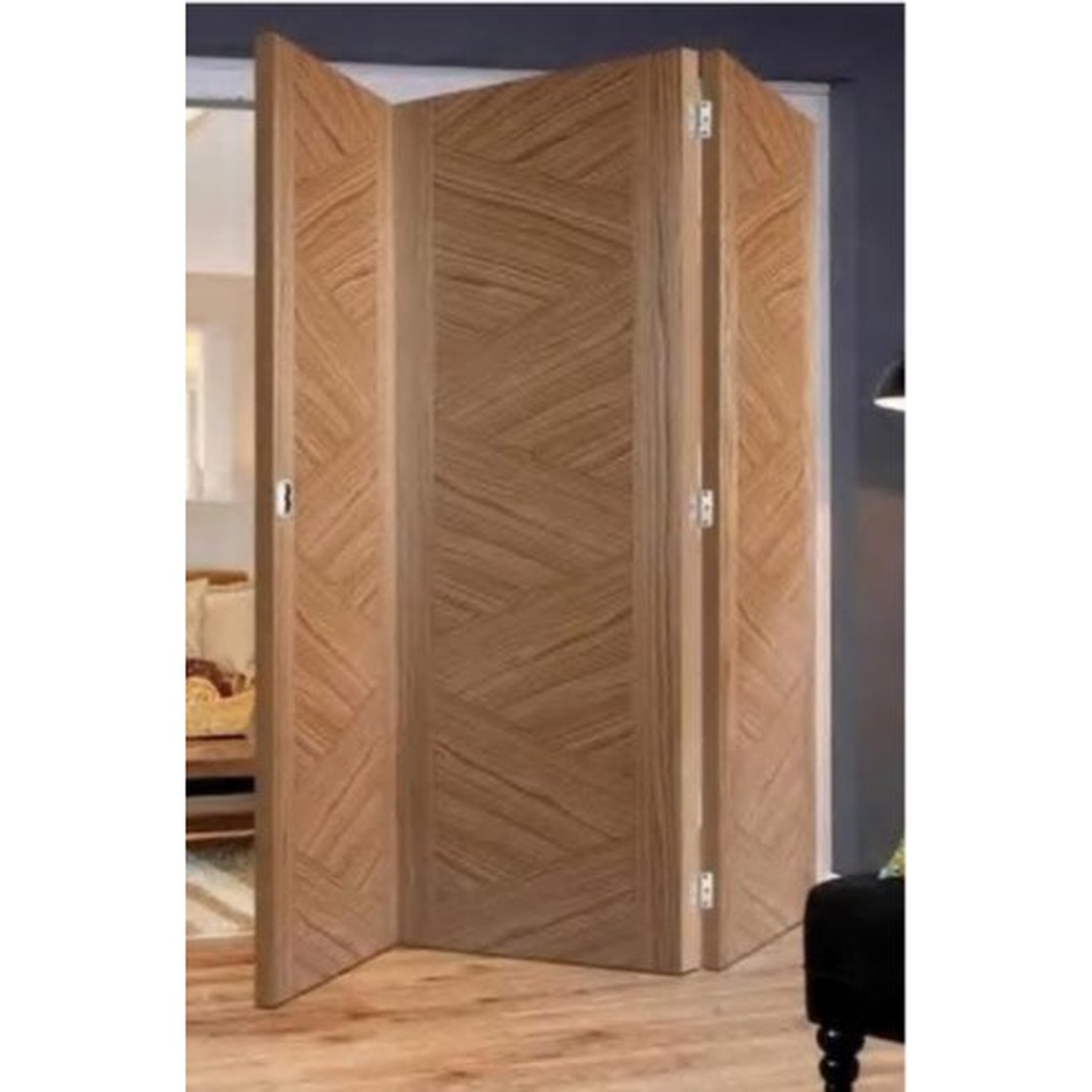 BUILD SOURCE™ Contemporary Oak Chevron Pattern Folding Door FA-0024 — 8" x 12" Sample