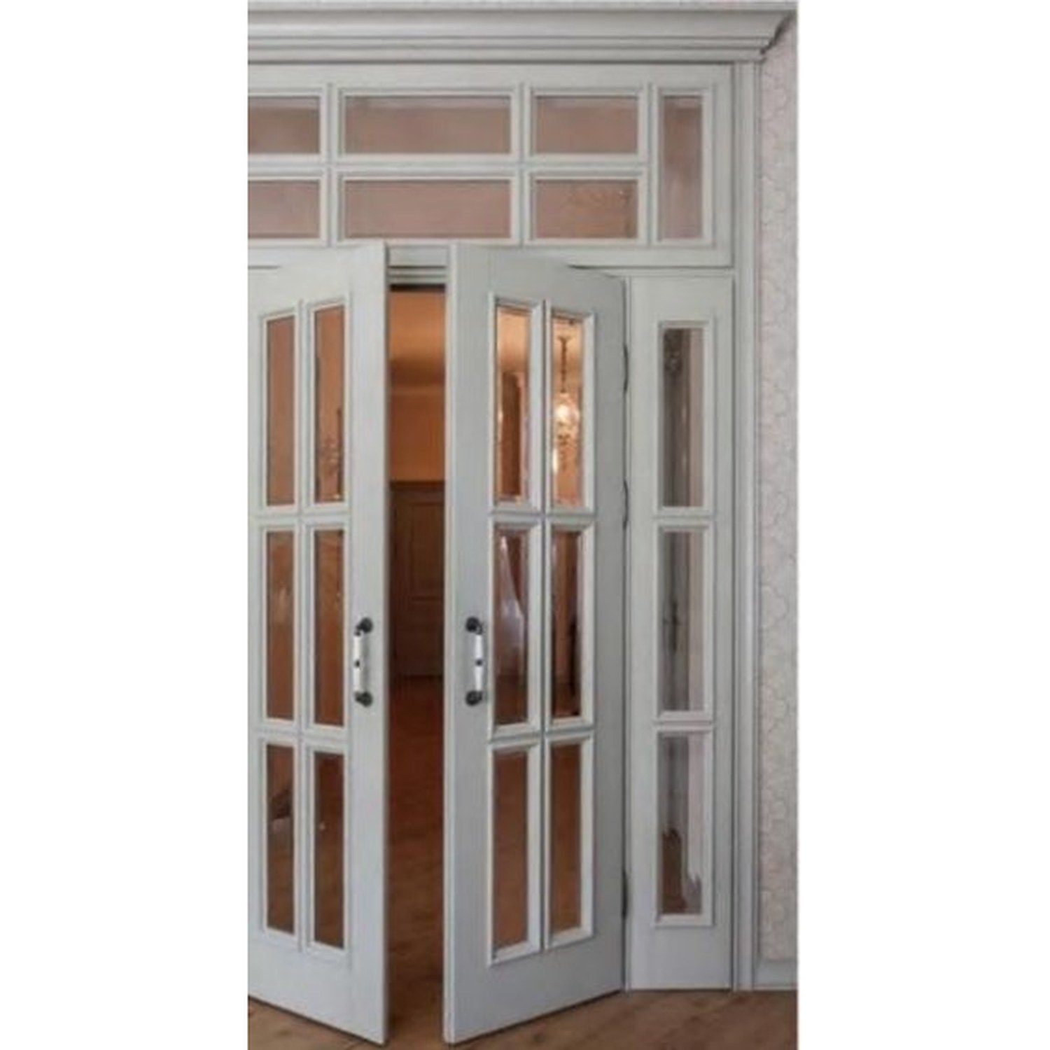 BUILD SOURCE™ Traditional Light Gray French Doors With Transom FB-0003 — 8" x 12" Sample