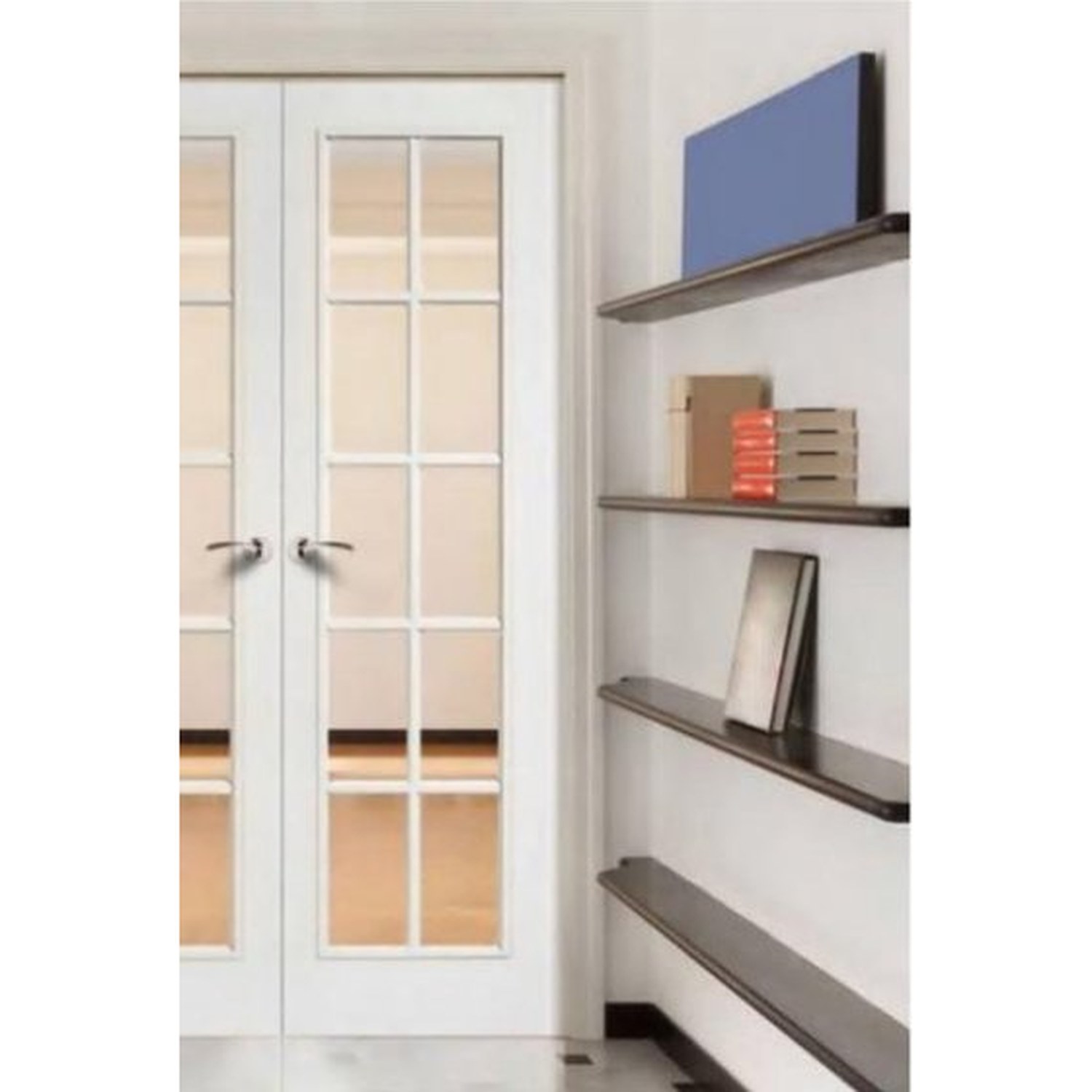 BUILD SOURCE™ Modern White Full Lite Interior Double French Doors FB-0006 — 8" x 12" Sample