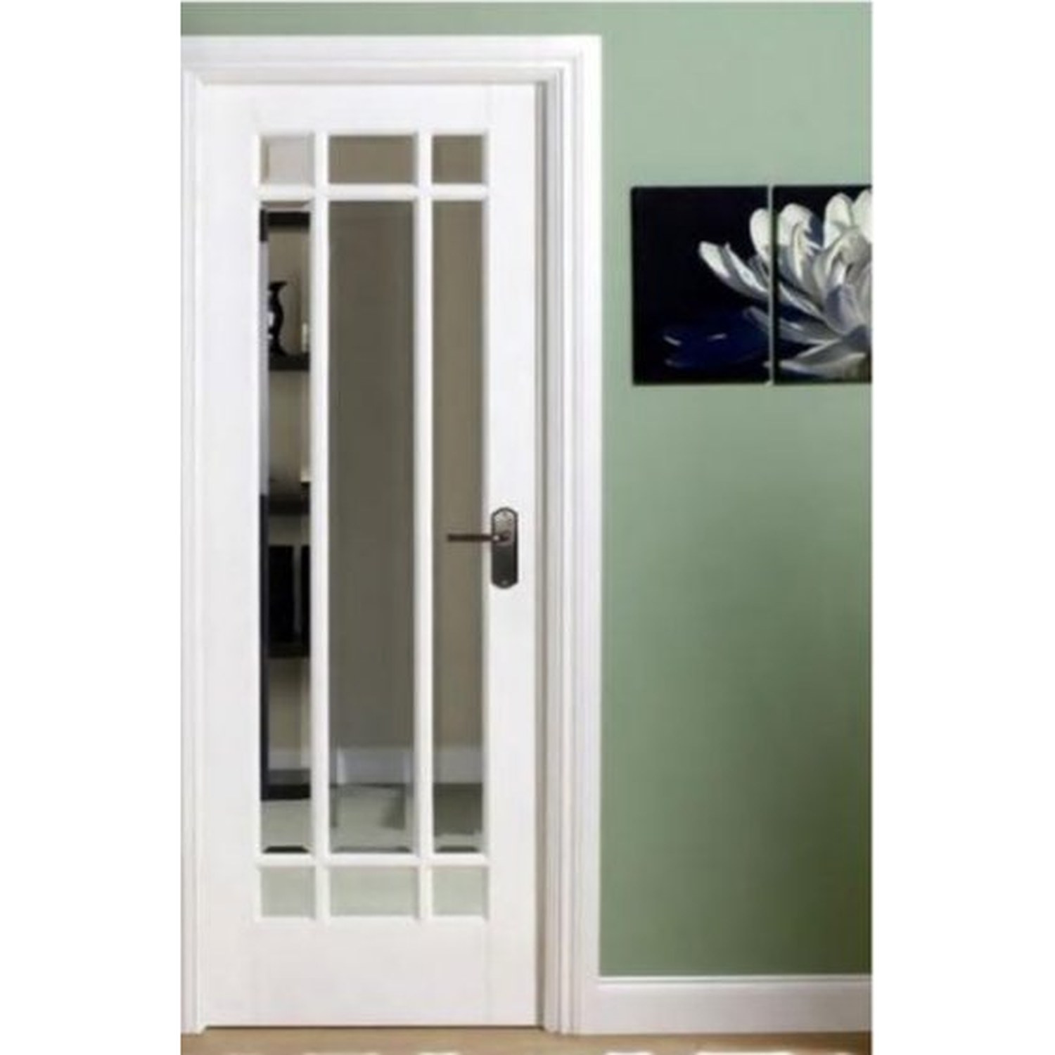 BUILD SOURCE™ Contemporary White Vertical Lite Single French Door FB-0008 — 8" x 12" Sample