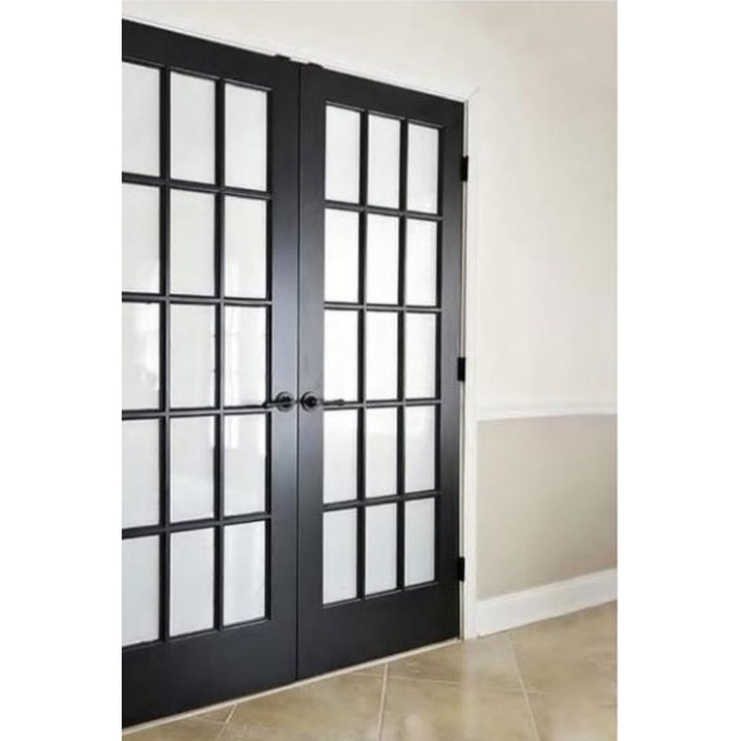 BUILD SOURCE™ Contemporary Black 15 Lite Frosted Double French Door FB-0014 — 8" x 12" Sample