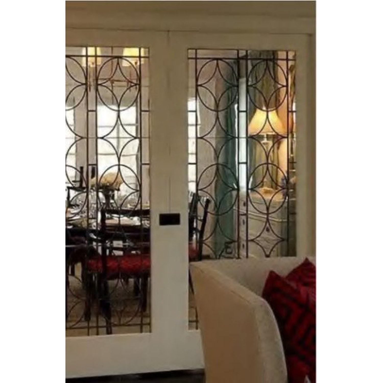BUILD SOURCE™ Contemporary White Decorative Geometric Glass Double Door FB-0016 — 8" x 12" Sample