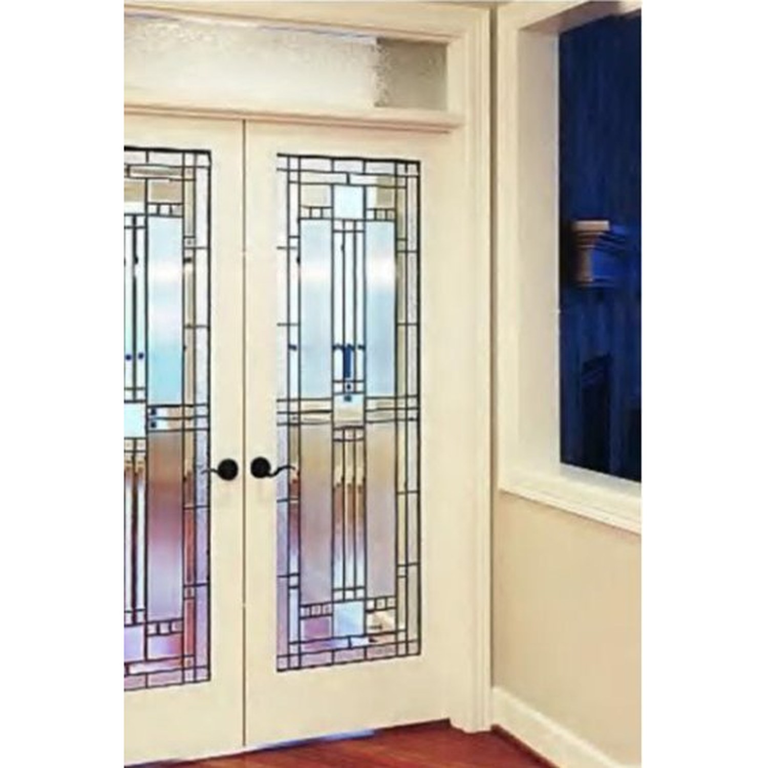 BUILD SOURCE™ Craftsman Painted White Leaded Glass French Doors FB-0017 — 8" x 12" Sample