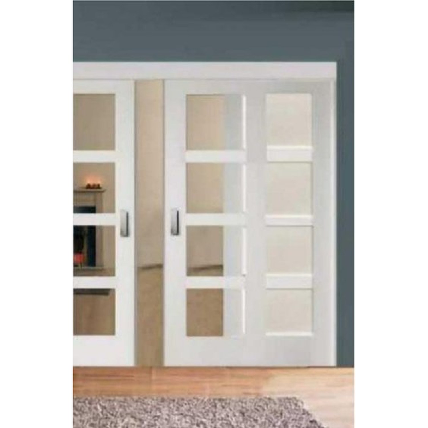 BUILD SOURCE™ Modern Matte White Sliding French Double Doors FB-0019 — 8" x 12" Sample
