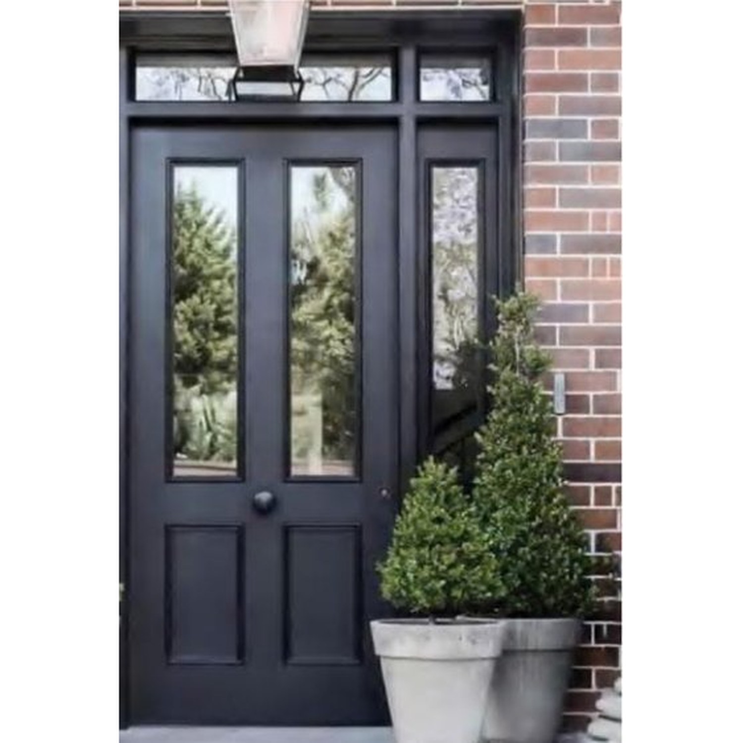 BUILD SOURCE™ Transitional Black Two Lite Door with Transom FB-0025 — 8" x 12" Sample