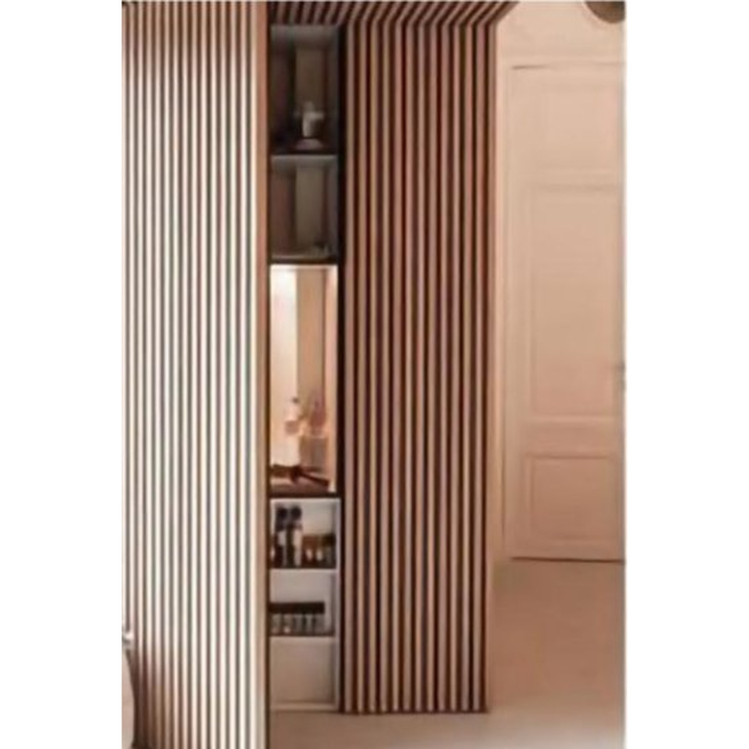 BUILD SOURCE™ Modern Slatted Wood Wall Hidden Door HA-0005 — 8" x 12" Sample