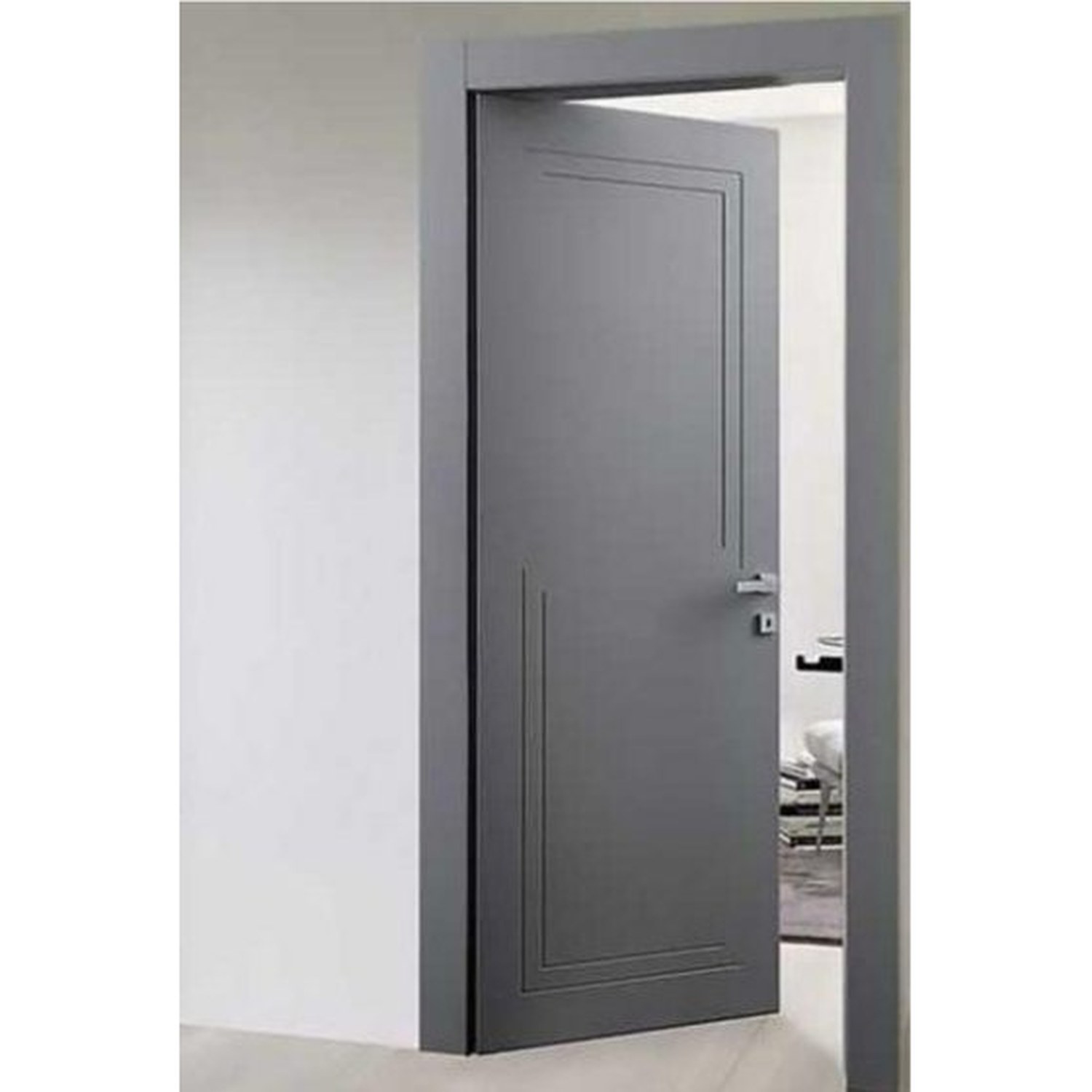 BUILD SOURCE™ Modern Slate Gray Grooved Flush Interior Door IA-0005 — 8" x 12" Sample