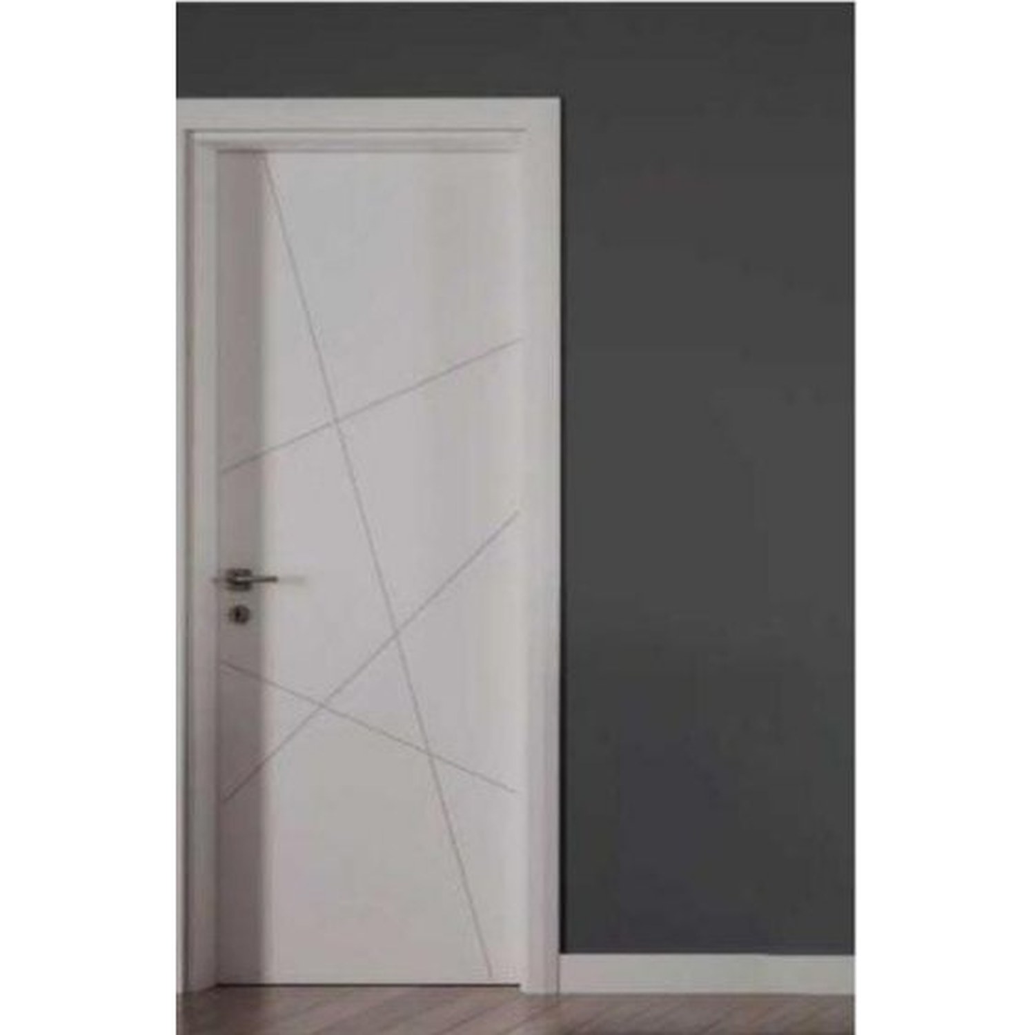 BUILD SOURCE™ Modern White Geometric Line Inlay Interior Door IA-0007 — 8" x 12" Sample