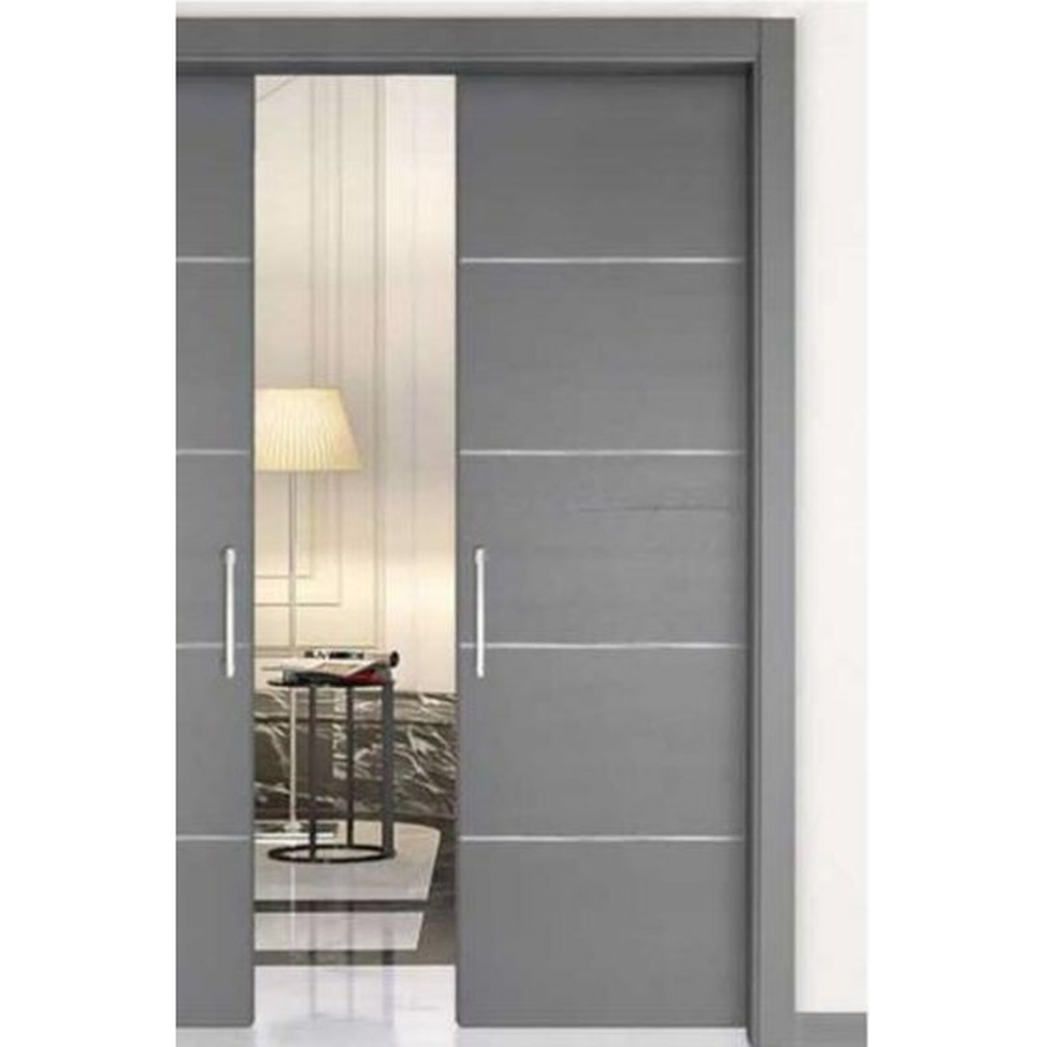 BUILD SOURCE™ Contemporary Slate Grey Double Sliding Doors IA-0014 — 8" x 12" Sample