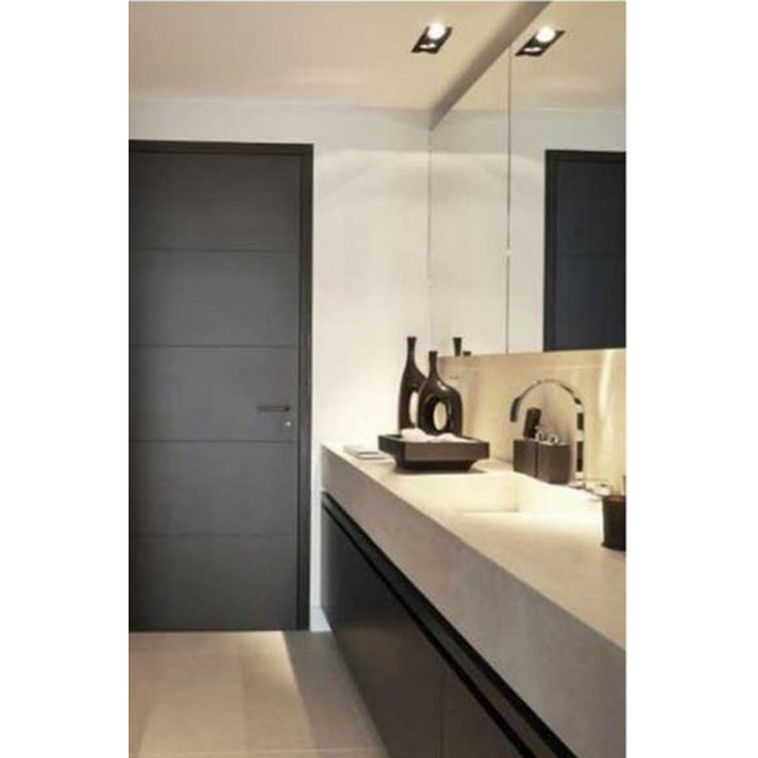 BUILD SOURCE™ Modern Matte Black Horizontal Grooved Interior Door IA-0039 — 8" x 12" Sample