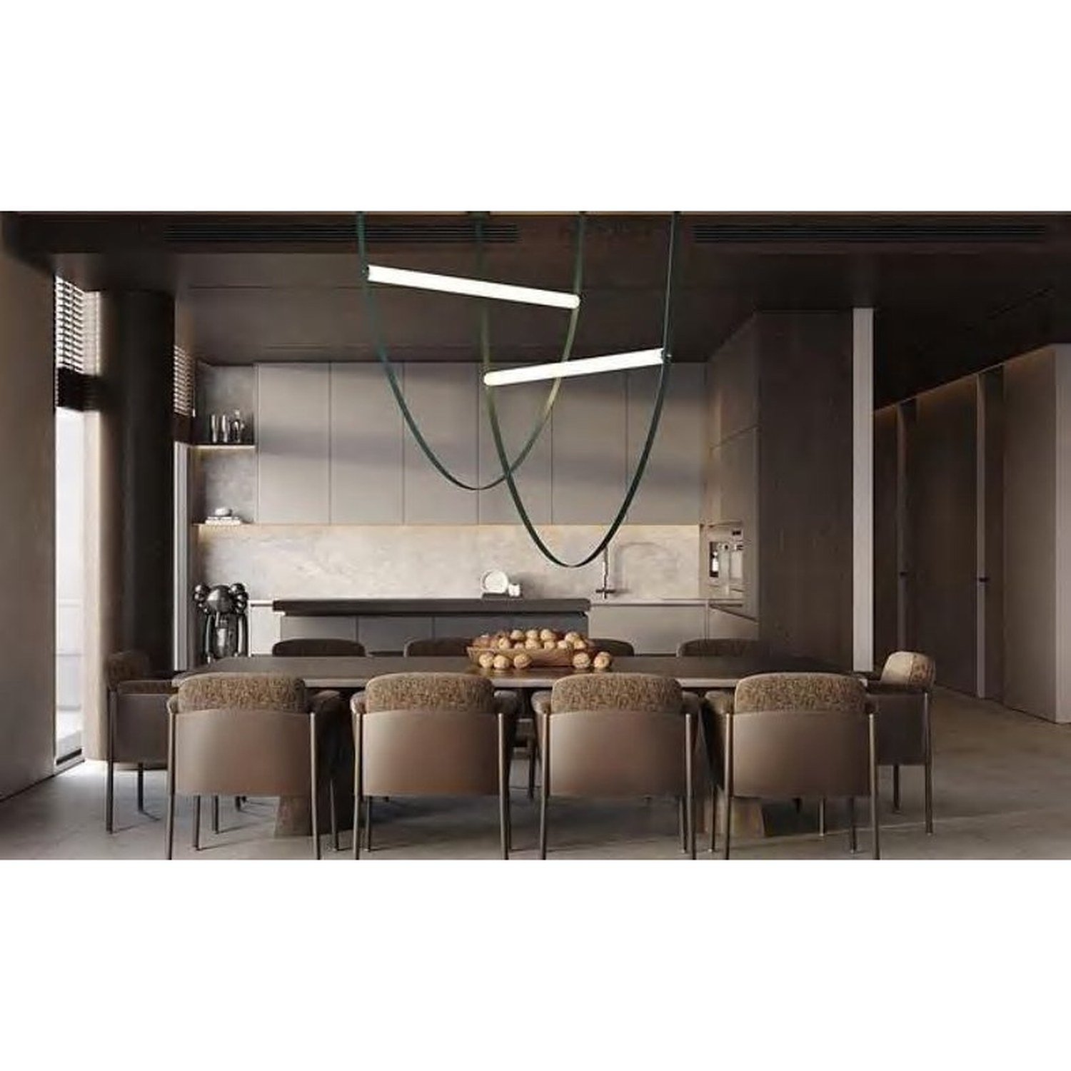 BUILD SOURCE™ Modern Walnut Woodgrain Melamine Kitchen — L-Shape M008 — 8" x 12" Sample