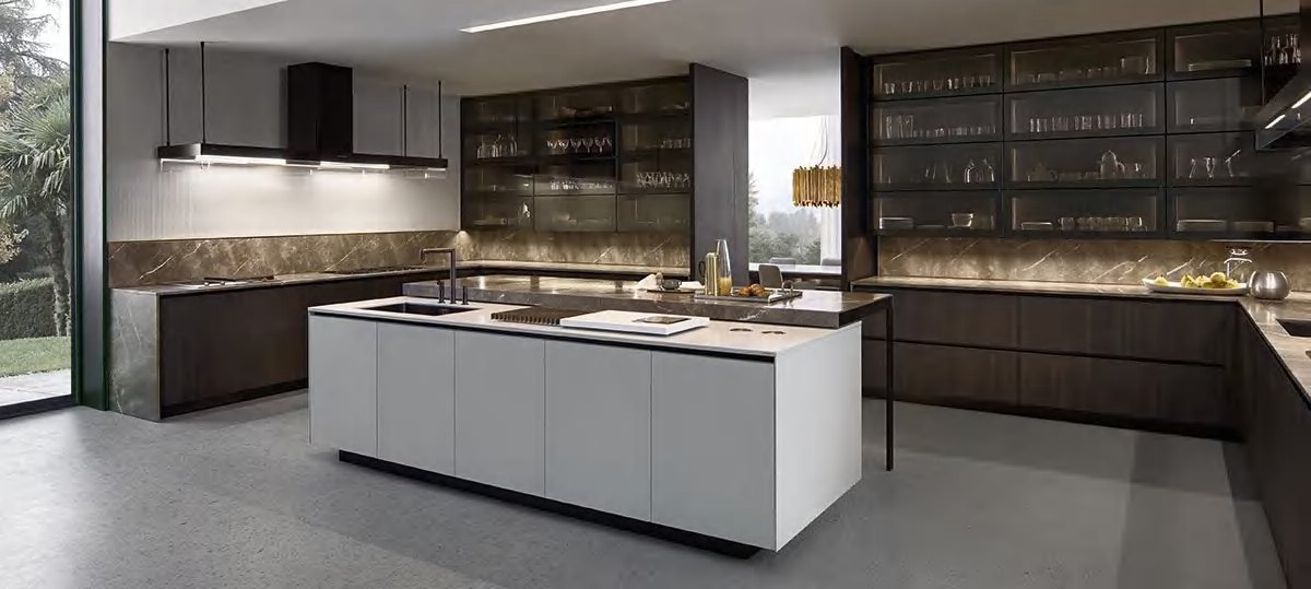 BUILD SOURCE™ Modern Graphite Grey Woodgrain Melamine Kitchen — Open-Plan M013 — 8" x 12" Sample