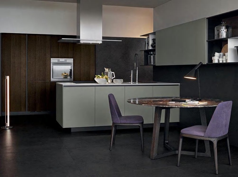 BUILD SOURCE™ Modern Charcoal Black Woodgrain Melamine Kitchen — L-Shape M015 — 8" x 12" Sample