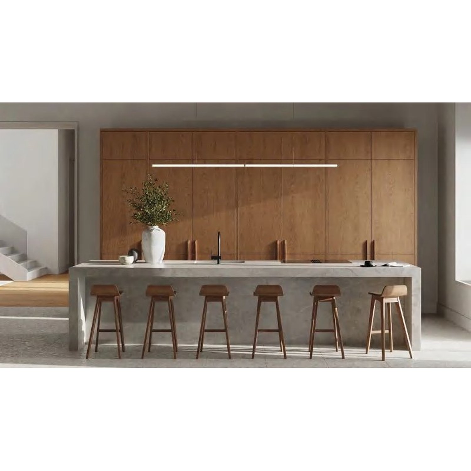 BUILD SOURCE™ Modern Sand Beige Woodgrain Melamine Kitchen — U-Shape M018 — 8" x 12" Sample