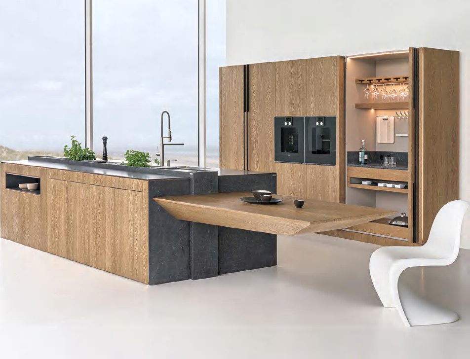 BUILD SOURCE™ Modern Warm Ivory Woodgrain Melamine Kitchen — Open-Plan M033 — 8" x 12" Sample