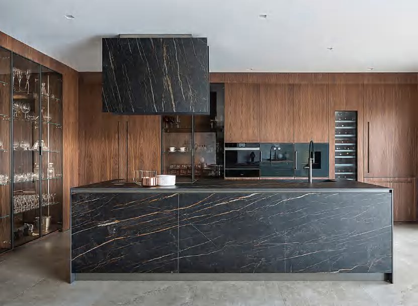 BUILD SOURCE™ Modern Sand Beige Woodgrain Melamine Kitchen — Open-Plan M041 — 8" x 12" Sample