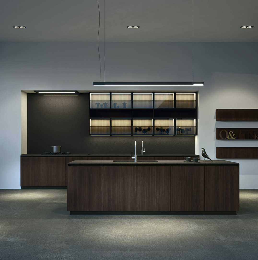 BUILD SOURCE™ Modern Graphite Grey Woodgrain Melamine Kitchen — L-Shape M045 — 8" x 12" Sample