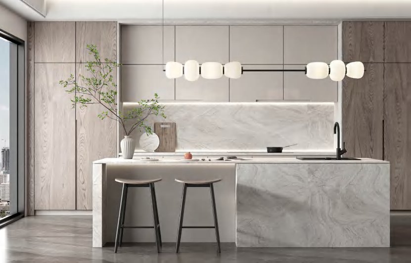 BUILD SOURCE™ Modern Natural Oak Woodgrain Melamine Kitchen — U-Shape M068 — 8" x 12" Sample