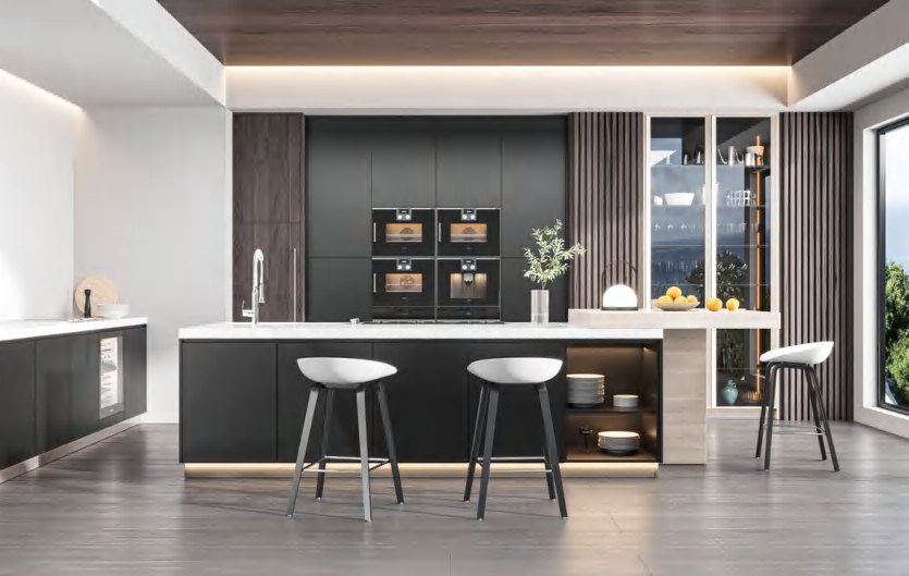 BUILD SOURCE™ Modern Greige Woodgrain Melamine Kitchen — Galley M078 — 8" x 12" Sample