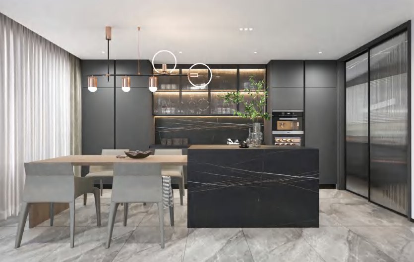 BUILD SOURCE™ Modern Greige Woodgrain Melamine Kitchen — U-Shape M080 — 8" x 12" Sample