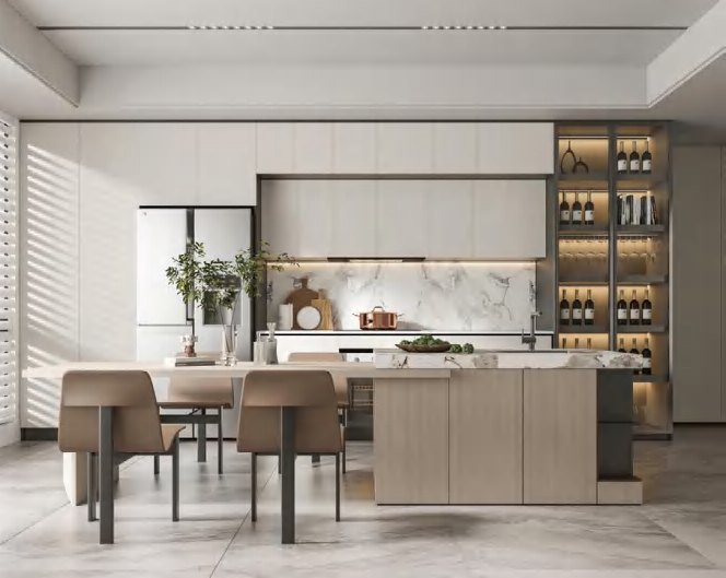 BUILD SOURCE™ Modern Natural Oak Woodgrain Melamine Kitchen — L-Shape M083 — 8" x 12" Sample