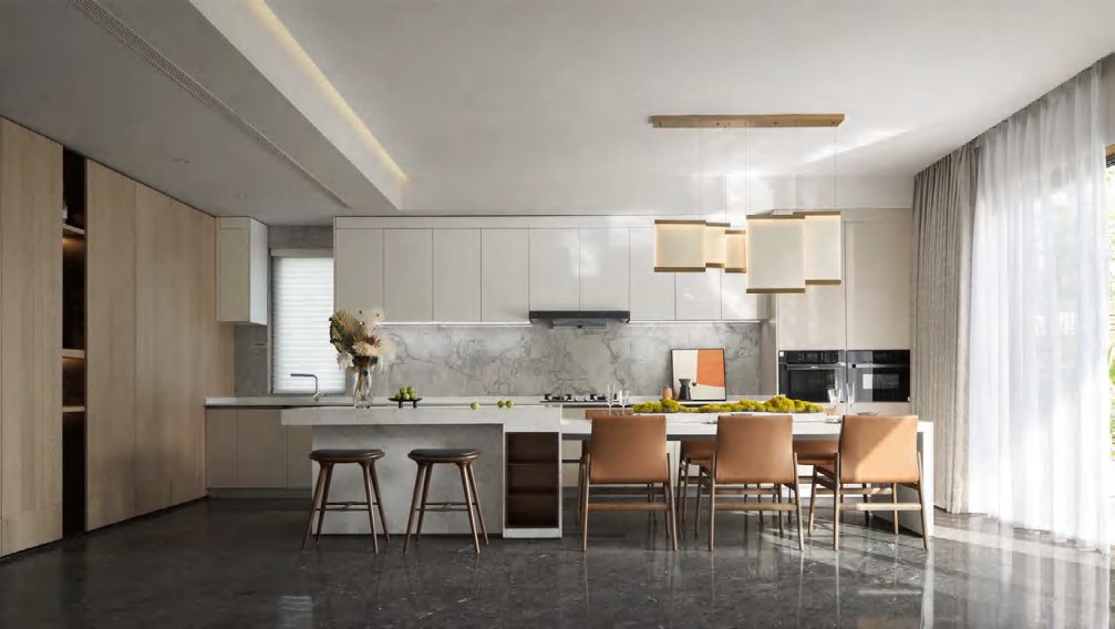 BUILD SOURCE™ Modern Natural Oak High-Gloss PET Kitchen — Island P001 — 8" x 12" Sample