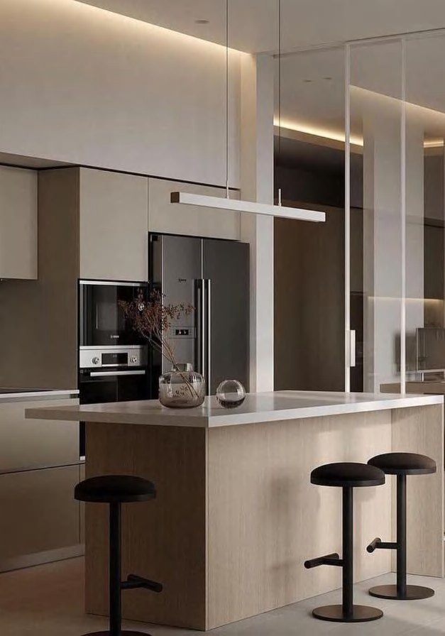 BUILD SOURCE™ Modern Walnut High-Gloss PET Kitchen — Peninsula P029 — 8" x 12" Sample