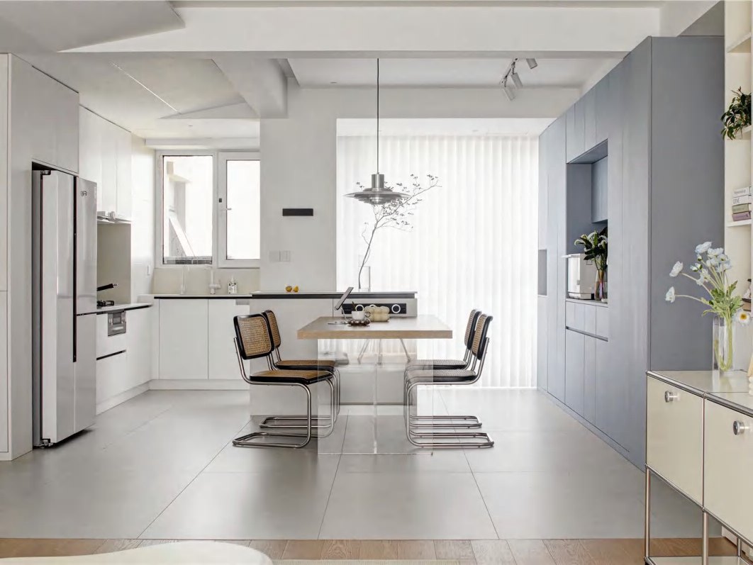 BUILD SOURCE™ Modern Matte White High-Gloss PET Kitchen — L-Shape P035 — 8" x 12" Sample
