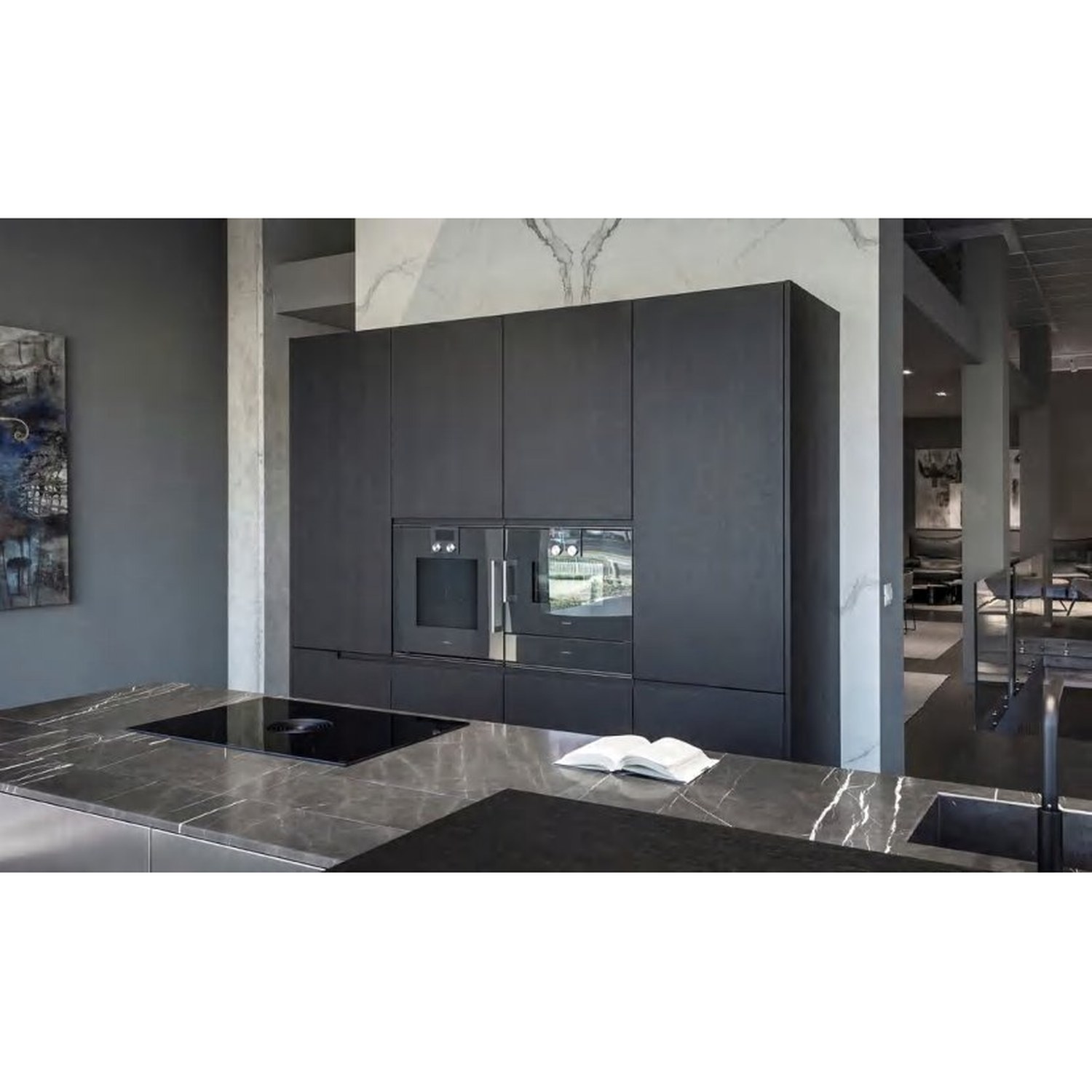 BUILD SOURCE™ Modern Graphite Grey High-Gloss PET Kitchen — Peninsula P067 — 8" x 12" Sample