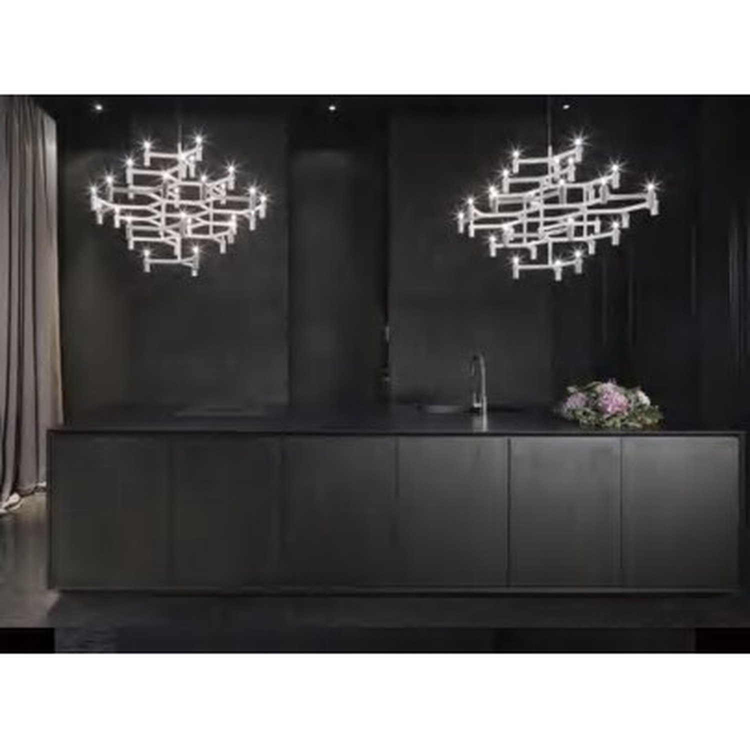 BUILD SOURCE™ Modern Charcoal Black High-Gloss PET Kitchen — Island P077 — 8" x 12" Sample