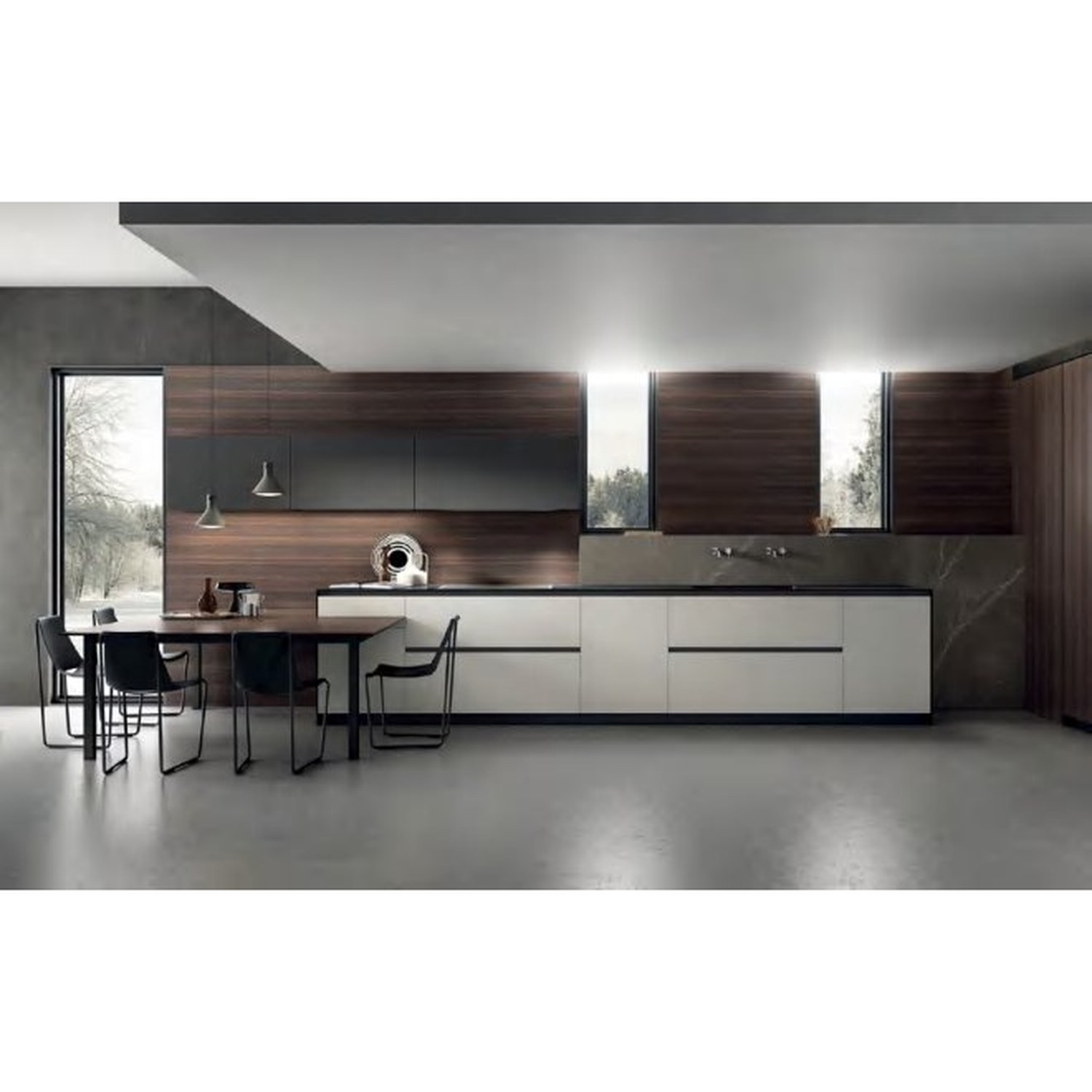 BUILD SOURCE™ Modern Greige High-Gloss PET Kitchen — Peninsula P092 — 8" x 12" Sample