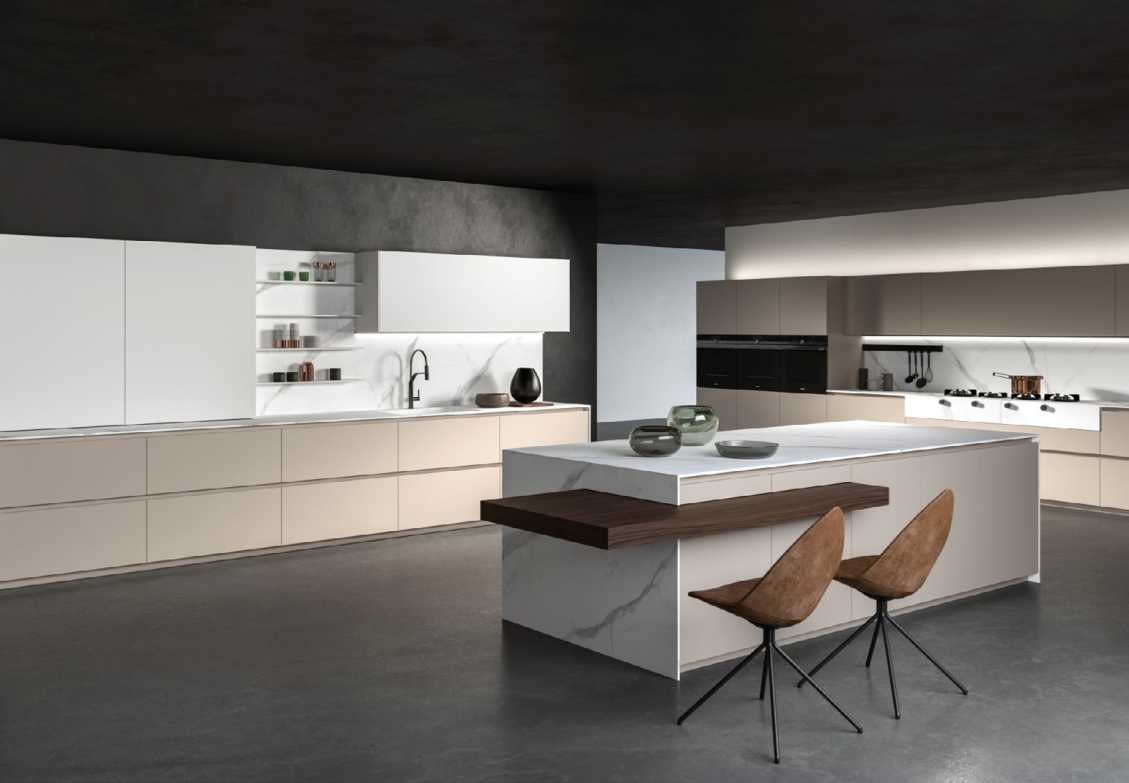 BUILD SOURCE™ Modern Graphite Grey High-Gloss PET Kitchen — Open-Plan P093 — 8" x 12" Sample