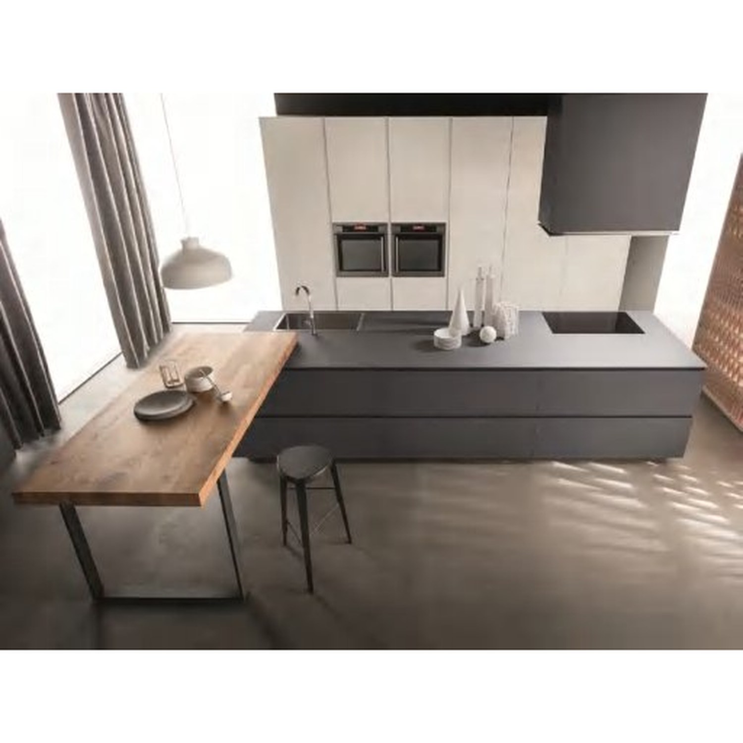 BUILD SOURCE™ Modern Sand Beige High-Gloss PET Kitchen — Island P099 — 8" x 12" Sample
